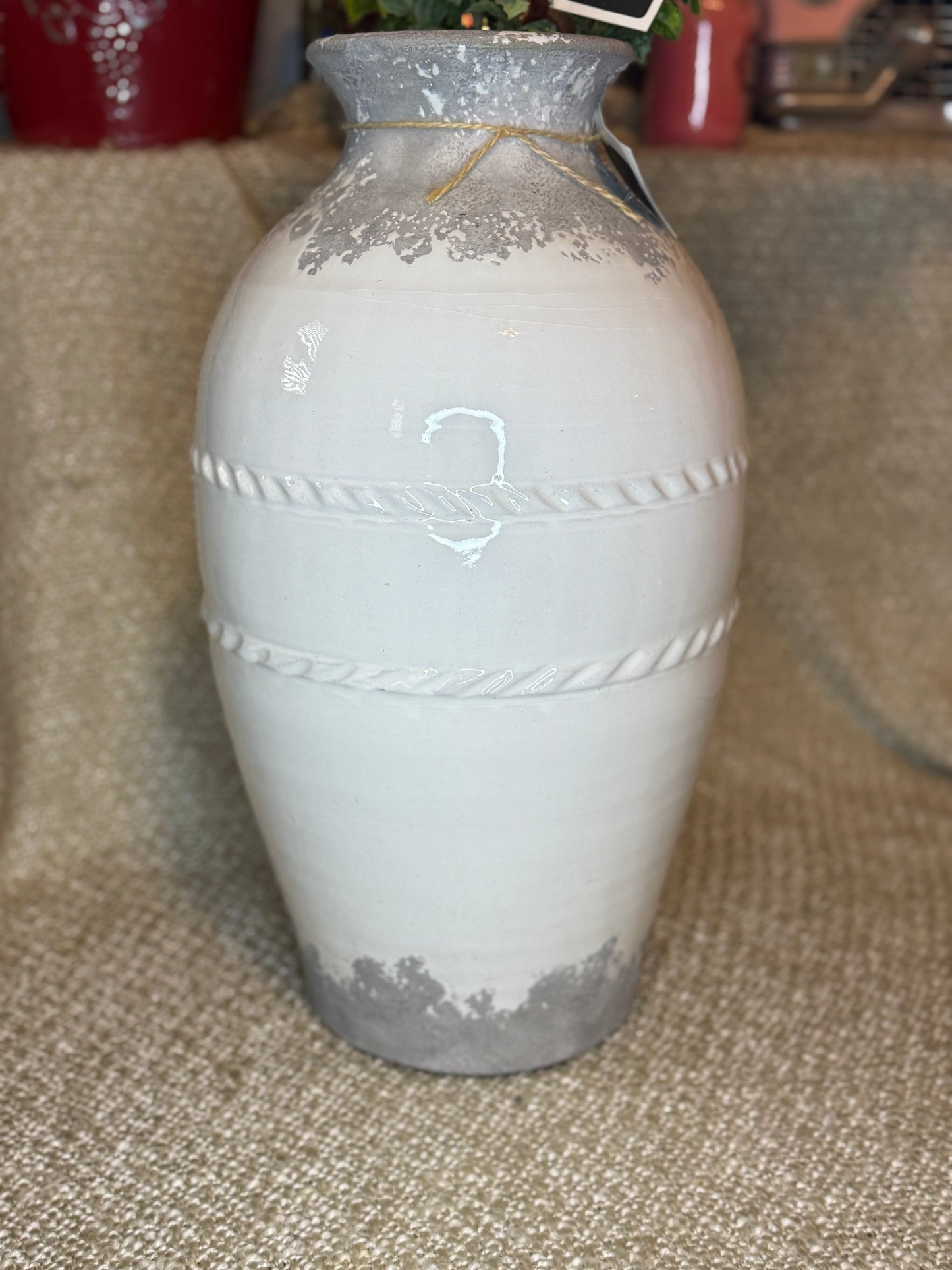 Frosted Farmhouse Crock Vase