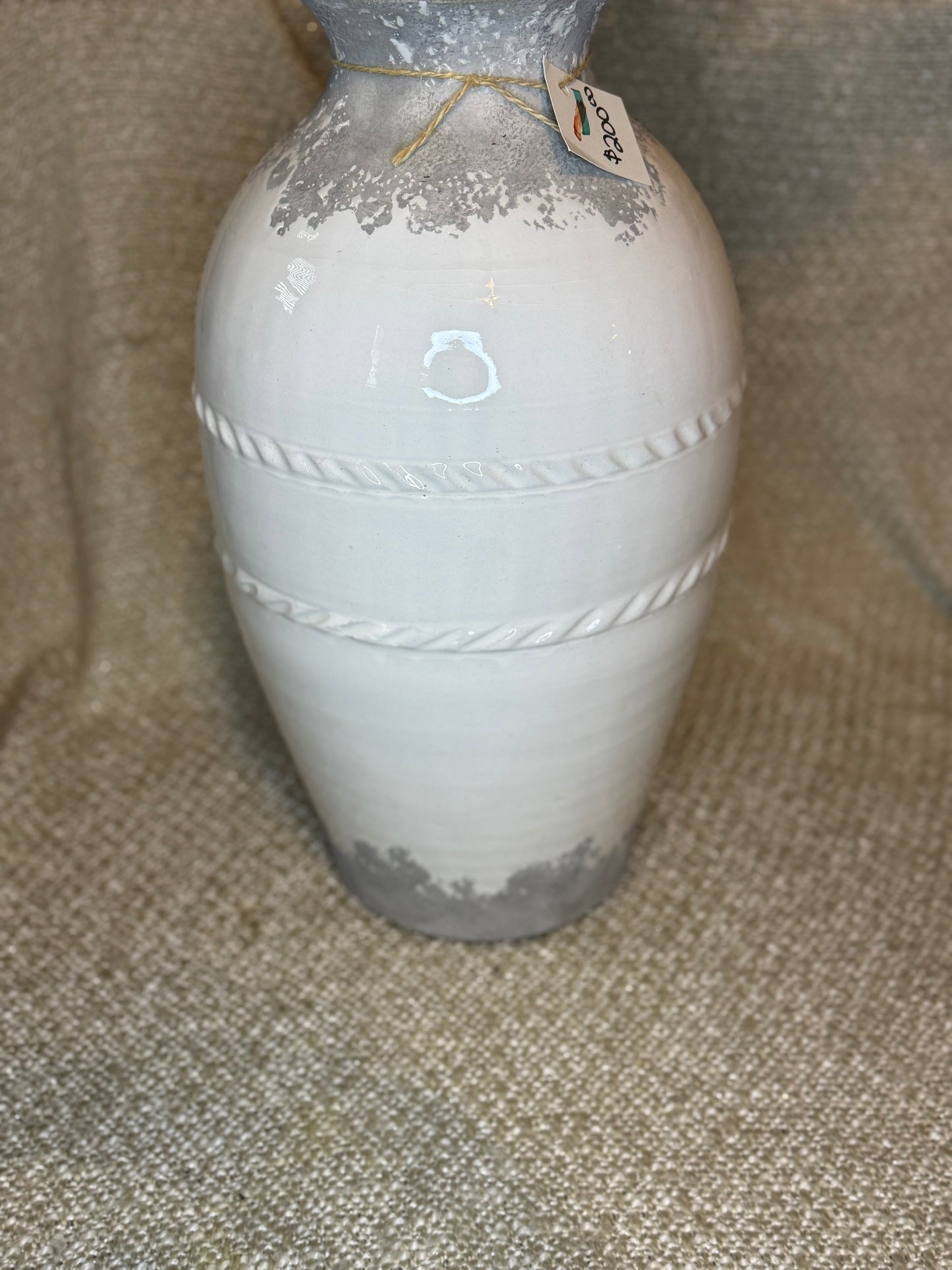 Frosted Farmhouse Crock Vase
