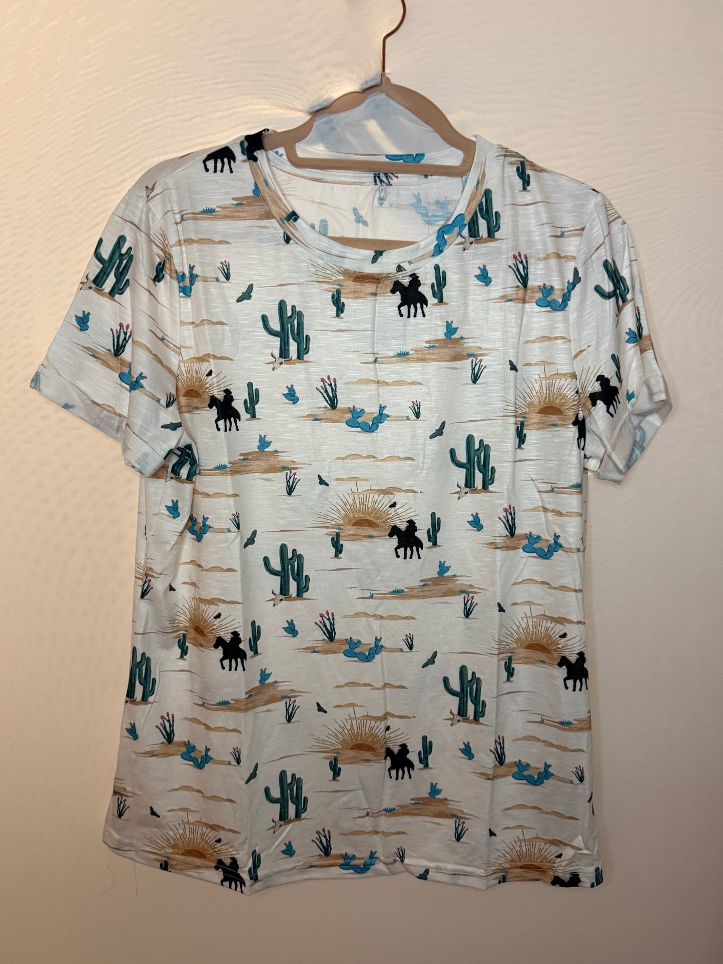 Western cactus beige T-shirt