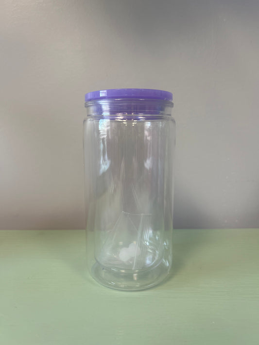 16oz Purple Lid Plastic Snowglobe