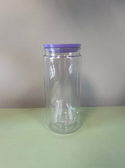20oz Purple Lid Plastic Snowglobe