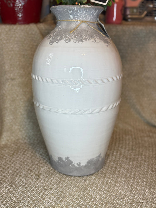 Frosted Farmhouse Crock Vase