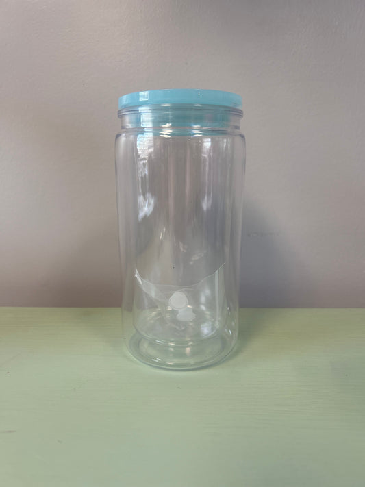 16oz Baby Blue Lid Plastic Snowglobe
