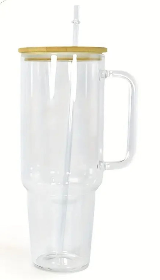 40oz Glass Tumbler with Handle