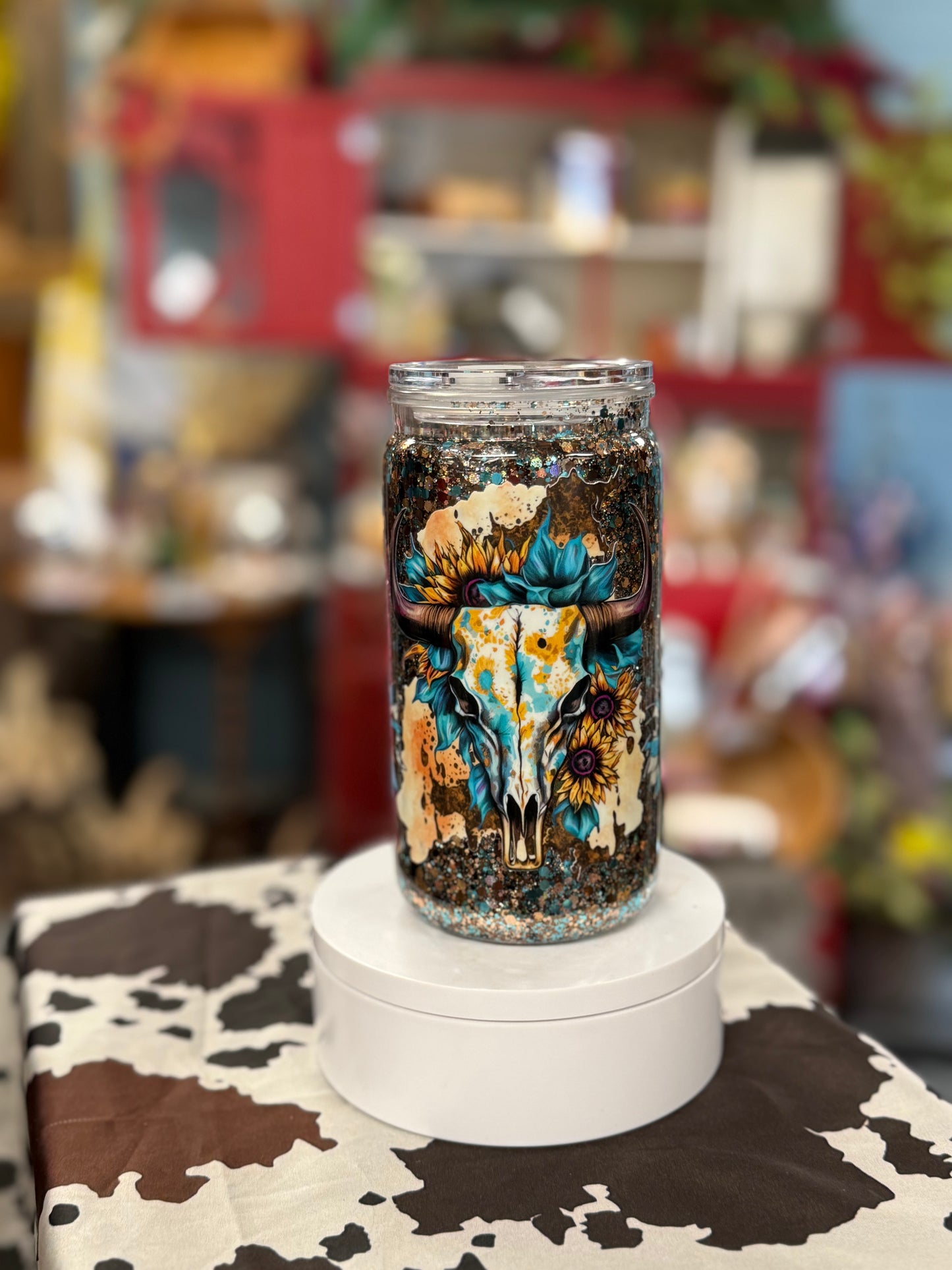 Bull skull acrylic cup
