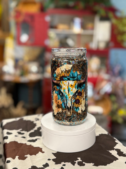 Bull skull acrylic cup