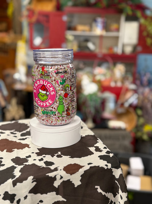 Grinch Mason jar